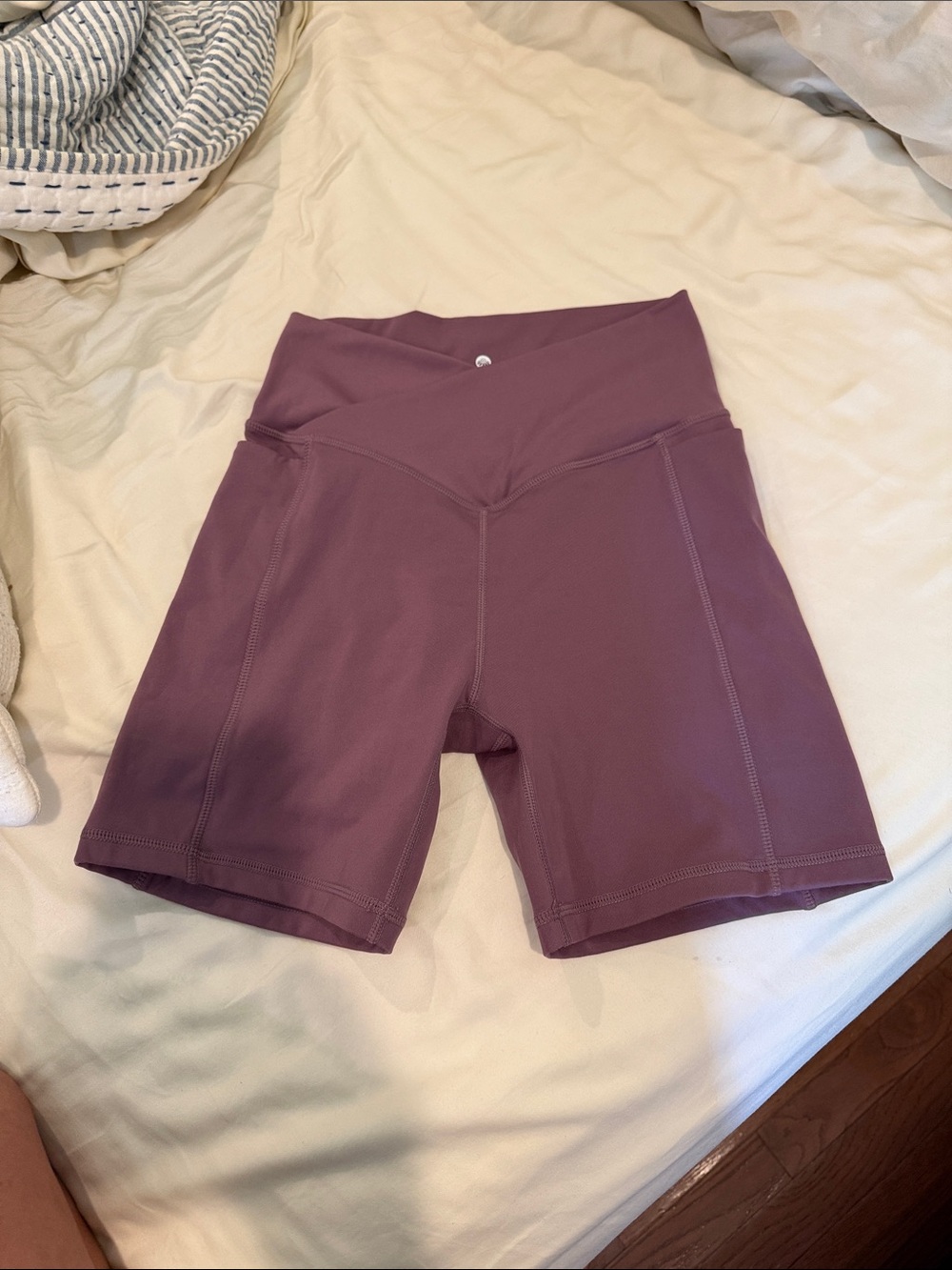 Senita Athletics High-Waist Bike Shorts — Mauve Plum